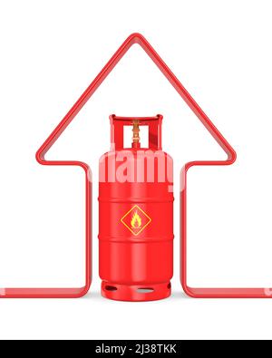 gas cylinder and arrow  on white background. Isolated 3D illustration Stock Photo