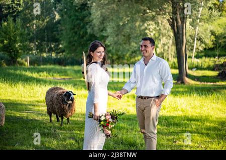 First wedding dance of newlywed Stock Photo