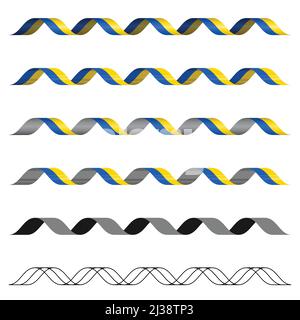 Ukrainian flag ribbons set Stock Vector