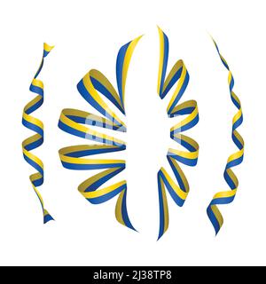Yellow and blue ribbons set Stock Vector