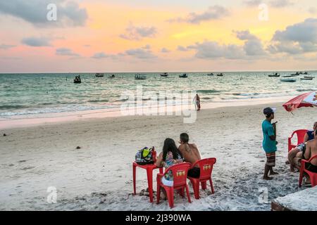 SAL REI, BRAZIL - DEC 25, 2015: people enjoy the beach at Ponta Prera in the island of capo verde in Brazil. Stock Photo