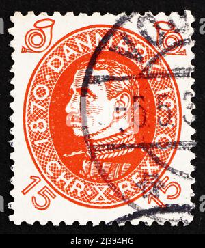 DENMARK - CIRCA 1927: a stamp printed in the Denmark shows King Christian X, King of Denmark, circa 1927 Stock Photo