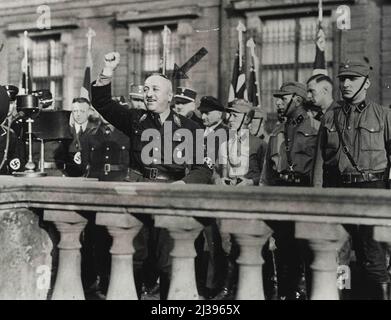 ***** Dr. Ley, the new ***** labourer organisations, speaking on behalf of Hitler during the workers meeting at ***** Berlin. June 19, 1933. (Photo by London News Agency Photos Ltd). Stock Photo