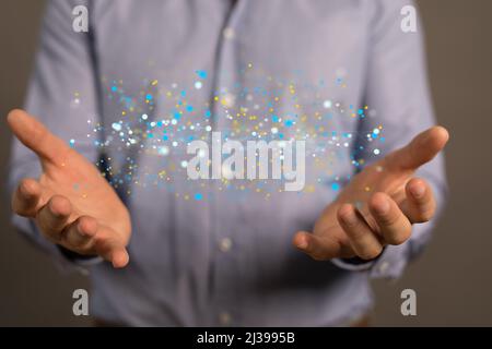 An illustration of Connected cells with links Stock Photo