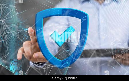 An illustration of Information technology protected with a firewall Stock Photo