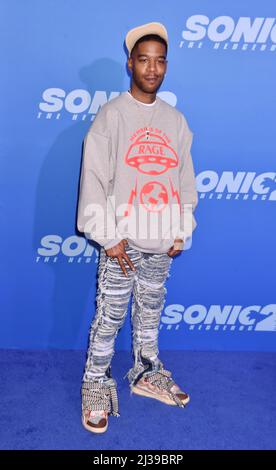 LOS ANGELES, CA - APRIL 05: Kid Cudi attends the Los Angeles premiere screening of 'Sonic The Hedgehog 2' at Regency Village Theatre on April 05, 2022 Stock Photo