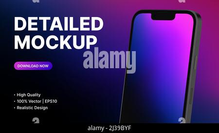 New Smartphone Model Presentation Mockup. High Quality Banner Template. Realistic Device Design. Vector illustration Stock Vector