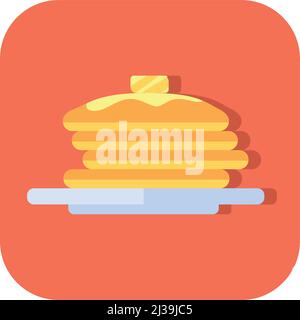 Abstract button icon plate with pancakes on a white background - Vector illustration Stock Vector