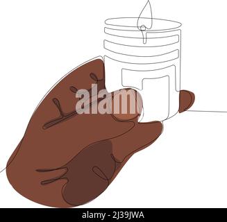 candle in afro human hand Stock Vector