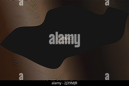 Abstract Template warped horizontal gold Striped Background. Vector curved twisted slanting, waved lines pattern. Brand new style for your business Stock Vector