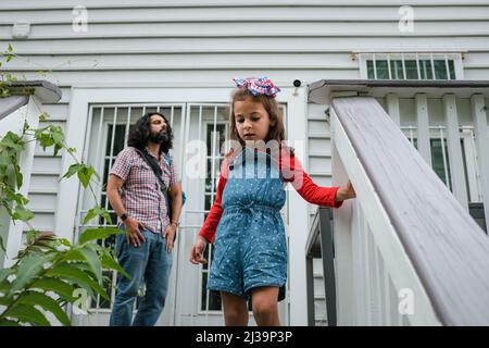 Father and daughter dressed for 4th of July Stock Photo