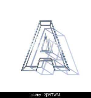 Steel wire frame font Letter A 3D render illustration isolated on white background Stock Photo