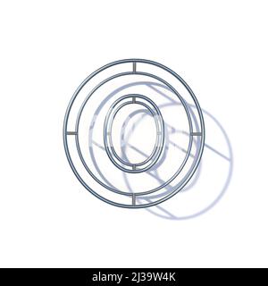 Steel wire frame font Letter O 3D render illustration isolated on white background Stock Photo