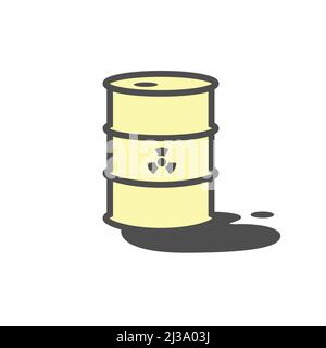 Toxic radiation. Oil barrel simple leak. Ecology pollution toxic chemicals gas petrolium poison. Vector illustration. Stock graphic image Stock Vector