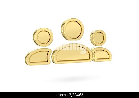 Gold partnership icon isolated on white background. Social network button. 3D rendering Stock Photo