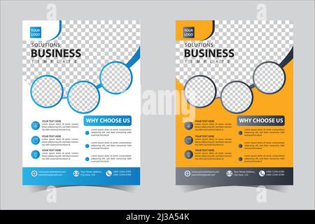 Blue and yellow Cover Designs for Annual Report, Brochures, Flyers, Presentations, Leaflet, Magazine A4 Size. Cover template design vector Stock Vector