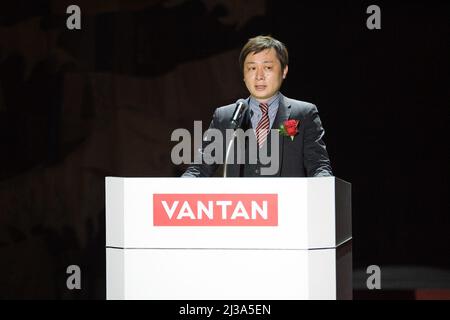 Vantan Entrance Ceremony held by Senior Students of the Vantan Design Institute at Ryogoku Sumo Arena on April 6, 2022 in Tokyo, Japan. Tadaki Yoshioka, Director of Vantan Inc. Credit: Michael Steinebach/AFLO/Alamy Live News Stock Photo