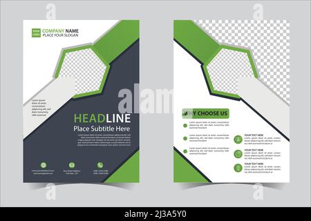 Green color Cover Designs for Annual reports, Presentations, Leaflet, Magazine A4 Size. Cover template design vector Stock Vector