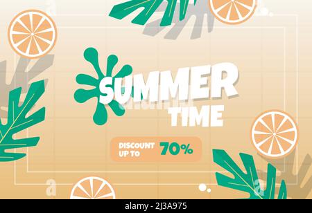 Swimming Pool Fruit Summer Sale Holiday Event Poster Template Stock Vector