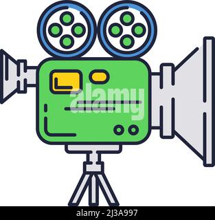 Video camcorder vector icon. Movie film recording web symbol isolated on white background. Cinema production, broadcast, journalism and videography co Stock Vector