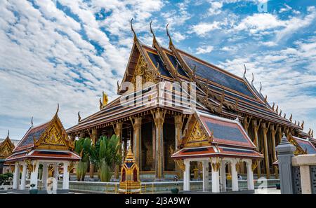 Bangkok, Thailand - Mar 29, 2022: The main Phra Ubosot or The Chapel where Emerald Buddha is located at the temple of Emerald Buddha or Wat Phra Kaew Stock Photo