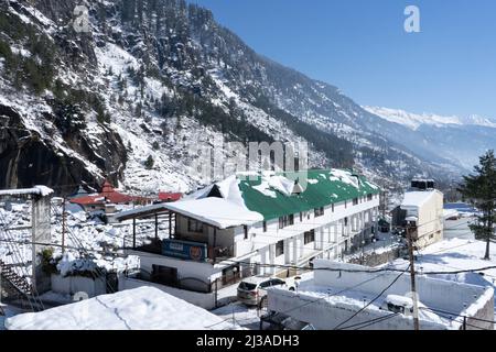 Nehru Kund is a cold water natural spring made up of the Bhrigu Lake water, which is quite famous in Manali. 18-02-2022 himachal, india Stock Photo