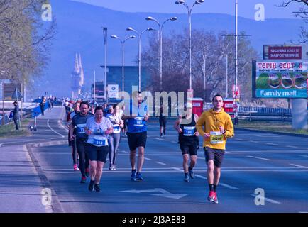 People running Zagreb spring half marathon Stock Photo