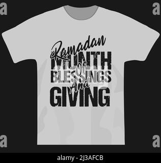Islamic ramadan moritivational tshirt design ramadan month of blessing and giving Stock Vector