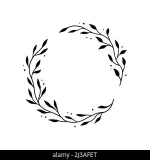 Floral circle frame elegant wreath round border Vector Image