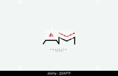 Alphabet letters Initials Monogram logo AM MA A M Stock Vector
