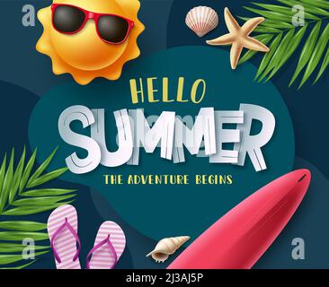 Summer vector background design. Hello summer text in colorful gradient ...