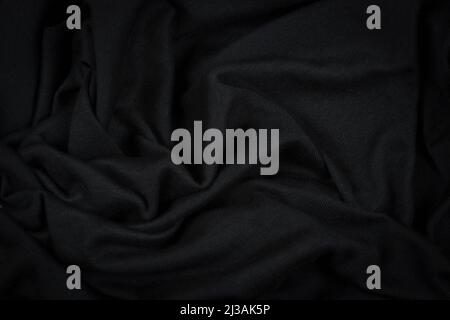Abstract navy blue fabric textile cloth material texture background. Top view Stock Photo