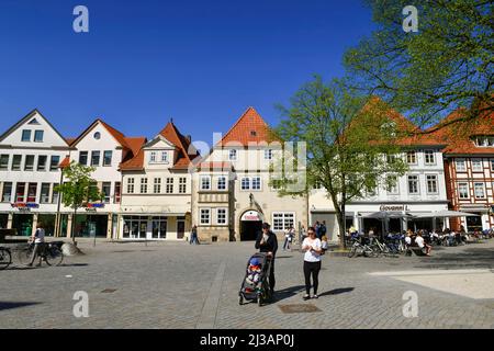 Old buildings, Pferdemarkt, Old Town, Hamelin, Lower Saxony, Germany Stock Photo