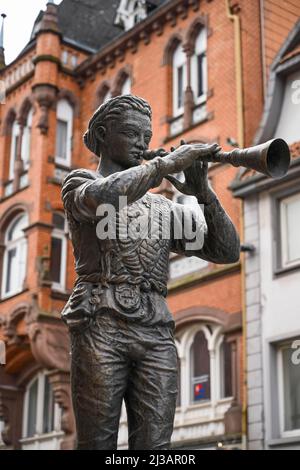 Pied Piper Fountain, Hamelin, Lower Saxony, Germany Stock Photo