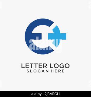 Letter E Plus logo design Stock Vector