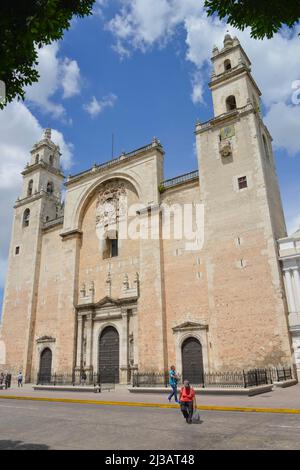 Cathedral de San Ildefonso, Plaza de la Independencia, Merida, Yucatan, Mexico Stock Photo