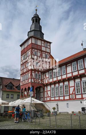 Town Hall, Market Square, Treffurt, Hesse, Germany Stock Photo
