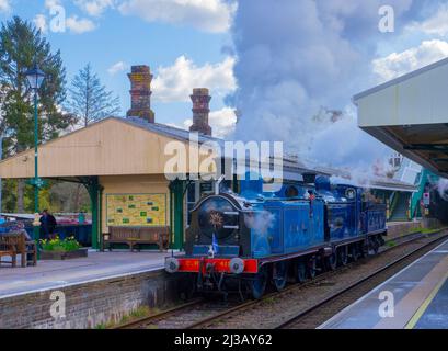 Caledonian Railway Class 439 0-4-4T No 419 and Class 812 0-6-0 No 828 at Eridge Station on the Spa Valley Railway. Stock Photo