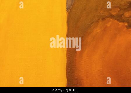 Abstract art background orange and brown colors. Watercolor painting on canvas with yellow gradient. Fragment of artwork on paper. Stock Photo
