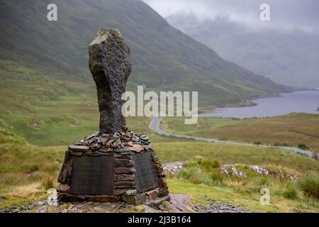 Irish famine memorial in Doolough Valley in honour of victims of Great Famine (1845-1849), Doolough, Ireland Stock Photo