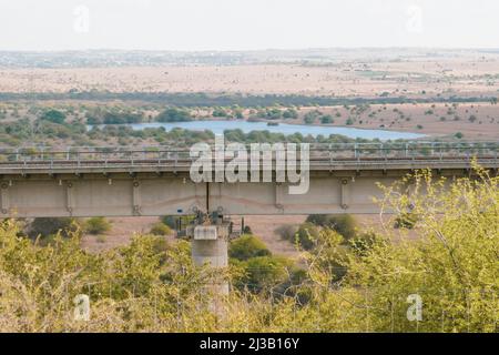 Nairobi Mombasa Railway line seen from Nairobi National Park, Kenya Stock Photo
