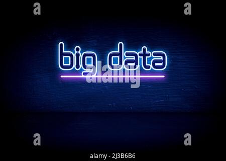 Big data - blue neon announcement signboard Stock Photo