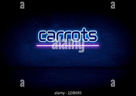Carrots - blue neon announcement signboard Stock Photo