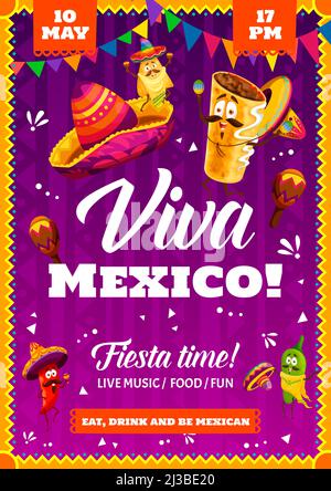 Fiesta party vector flyer with mexican symbols sombrero, mustaches and ...