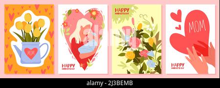 Set of greetings cards for mothers day Stock Vector