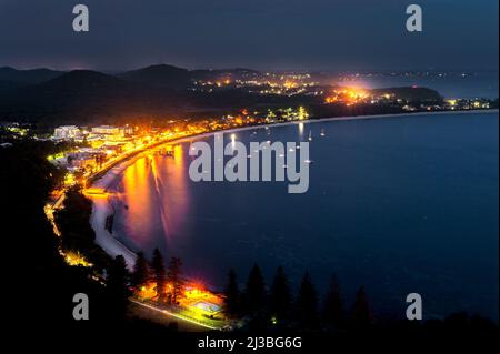 Night lights at Shoal Bay. Stock Photo