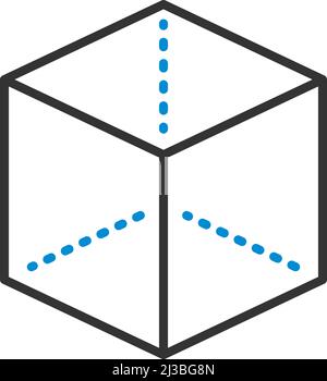 Cube With Projection Icon. Editable Bold Outline With Color Fill Design. Vector Illustration. Stock Vector