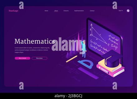 Mathematics isometric landing page. Math science education digital ...