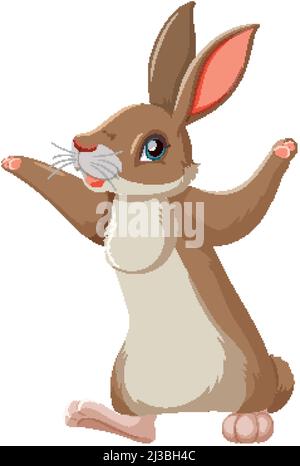 Brown bunny standing alone illustration Stock Vector