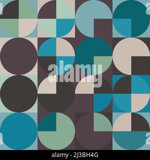 Abstract seamless pattern with circles. Vintage background in cool colours Stock Vector